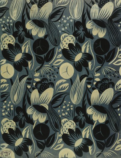 青い背景の花々; Fleurs sur Fond Bleu 作： Raoul Dufy