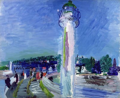 オンフルール、桟橋と灯台 1935年頃（油彩・カンヴァス） 作： Raoul Dufy