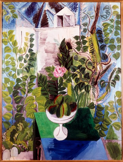 家と庭（中はピンク）。ラウル・デュフィ（1877-1953）の絵画 作： Raoul Dufy