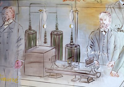 ラ・フィー・エレクトリック、詳細ヴィルヘルム・コンラッド・ロントゲン（1845-1923）、ドイツの物理学者の肖像.1937年（絵画） 作： Raoul Dufy