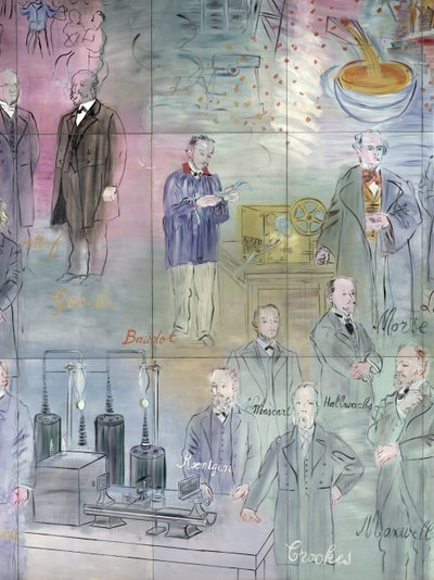 科学者が描かれた左側面の詳細。 作： Raoul Dufy