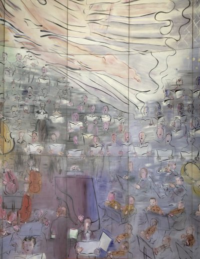 La Fee Electricite、左側の歌手を描いた部分の詳細 作： Raoul Dufy