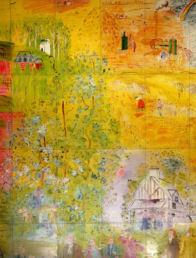 La Fee Electricite、収穫を描いた右側面の詳細 作： Raoul Dufy