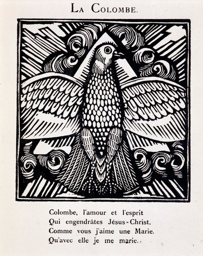 鳩 - ラウル・デュフィ（1877年 - 1953年）挿絵によるアポリネール「オルフェの獣姦」、ド・ラ・シレーヌ編、パリ。 作： Raoul Dufy