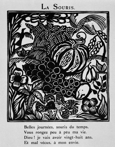 ネズミ - ラウル・デュフィ（1877年 - 1953年）挿絵によるアポリネール『オルフェの獣姦』（ドゥ・ラ・シレーヌ、パリ）より 作： Raoul Dufy