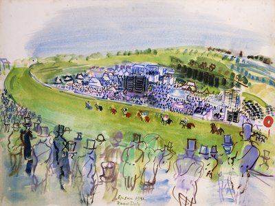 ル・ジュール・デュ・ダービー（エプソム、ロイヤル・エンクロージャー） 作： Raoul Dufy