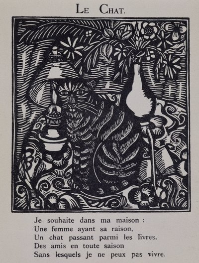 猫 - ラウル・デュフィ（1877-1953）が挿絵を描いたアポリネール『オルフェの行進』（ド・ラ・シレーヌ編、パリ）より 作： Raoul Dufy