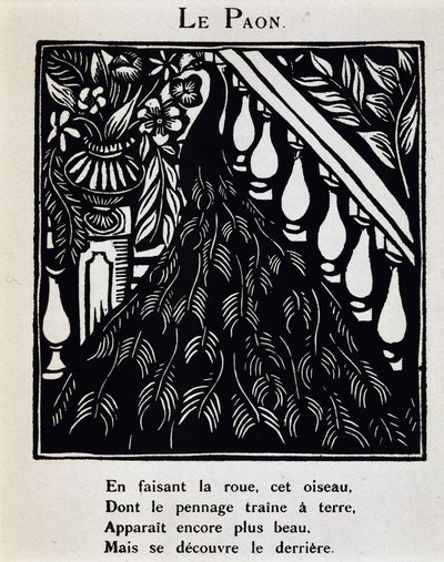 孔雀 - ラウル・デュフィ（1877-1953）挿絵によるアポリネール「オルフェの行進」（ド・ラ・シレーヌ編、パリ）所収 作： Raoul Dufy