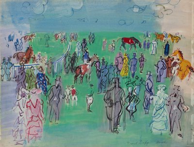 アスコットのパドック（グワッシュ、水彩、紙） 作： Raoul Dufy