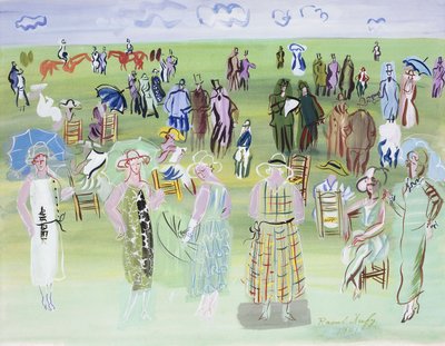 青い傘をさしたポワレのマネキンたち（Les Mannequins de Poiret aux Courses, a l