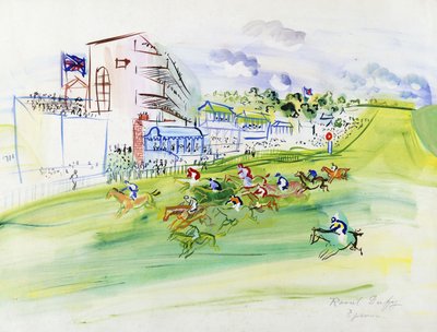 エプソムのレース；エプソムのコース 作： Raoul Dufy