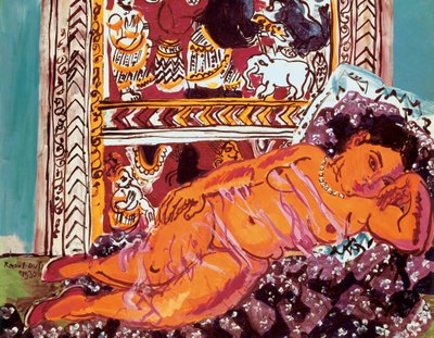 ラウル・デュフィ（1877-1953）による「横たわる裸婦」の絵画 作： Raoul Dufy
