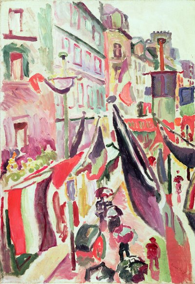 旗で飾られた通り、ル・アーヴル（油彩・キャンバス） 作： Raoul Dufy
