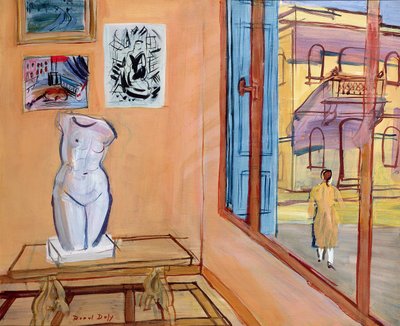 トルソーのあるスタジオ》1946年頃（油彩・パネル） 作： Raoul Dufy