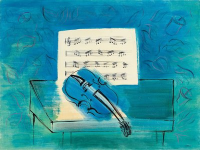 青いヴァイオリン 1946年頃 （紙にグワッシュ、水彩、インク） 作： Raoul Dufy