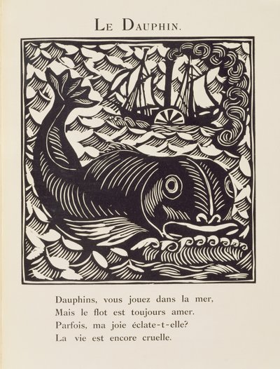 イルカ、『獣戯画』または『オルフェウスの行列』からの挿絵 作： Raoul Dufy