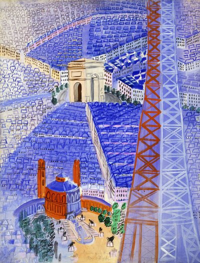 ボーヴェ・タペストリーのためのエッフェル塔計画；La Tour Eiffel, Projet pour la Tapisserie de Beauvais, c. 1929-1930（紙にグワッシュ） 作： Raoul Dufy