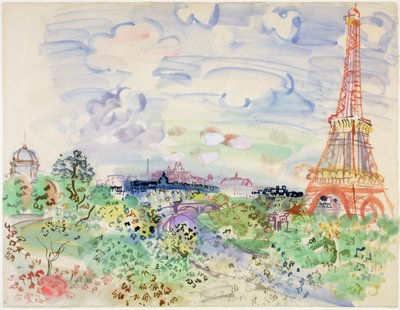 エッフェル塔 1935年頃 （紙に水彩、鉛筆） 作： Raoul Dufy