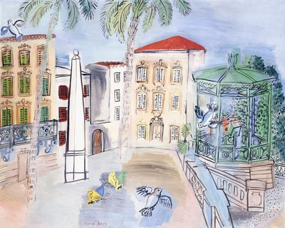 オベリスクとバンドスタンドのあるイエール広場 作： Raoul Dufy