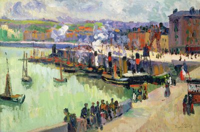 港（油彩・紙） 作： Raoul Dufy