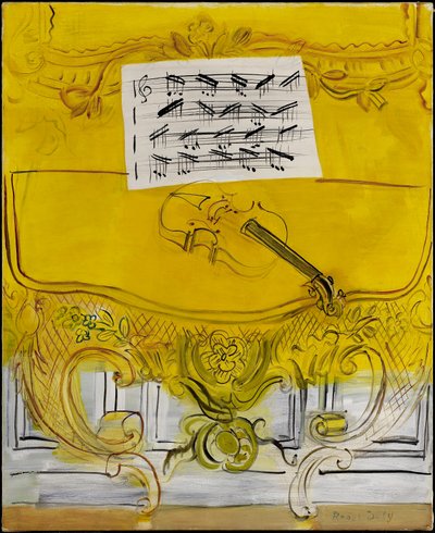 バイオリンと黄色いコンソール 作： Raoul Dufy