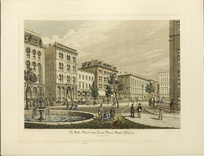 1865 年、シカゴのコート ハウス スクエアから見たラ サール ストリート 作： Raoul Varin