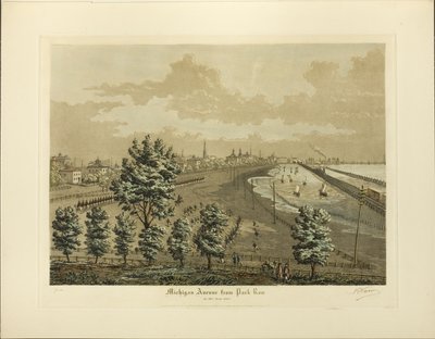 1865年のパークロウからのミシガンアベニュー 作： Raoul Varin