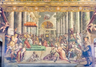 コンスタンティヌスの寄進、1520 年頃 作： Raphael (1483 1520) (& studio)