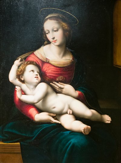 Neitsyt lapsen kanssa, Rafaelin jälkeen (öljy paneelissa) 作： Raphael (1483 1520) (after)