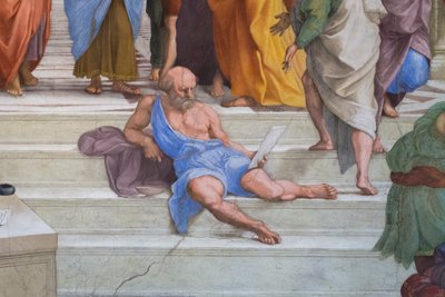 Diogenes of Sinope: yksityiskohta Ateenan koulusta Stanza della Segnaturassa 作： Raphael (1483 1520)