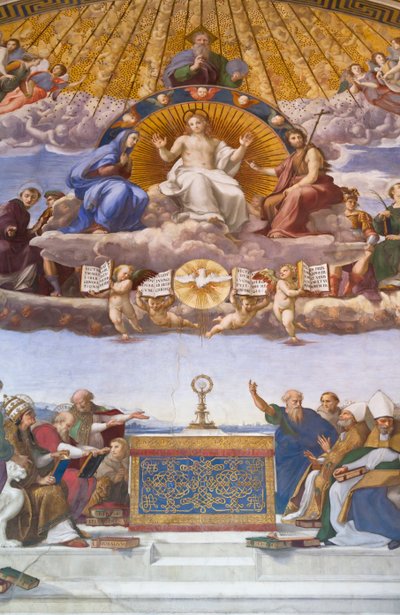 ラファエロのフレスコ画「聖なる秘跡の論争 作： Raphael (1483 1520)