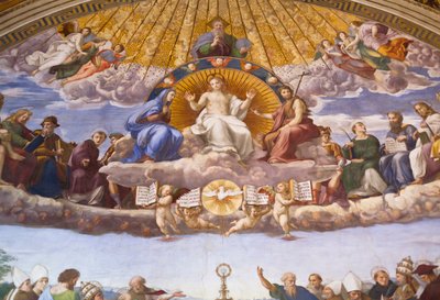 ラファエロのフレスコ画「聖なる秘跡の論争 作： Raphael (1483 1520)
