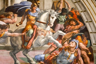神殿からのヘリオドロスの追放。 1511～1512年（フレスコ画） 作： Raphael