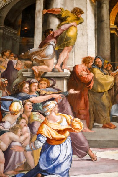 寺院からのヘリオドロスの追放、詳細。 1511～1512年（フレスコ画） 作： Raphael