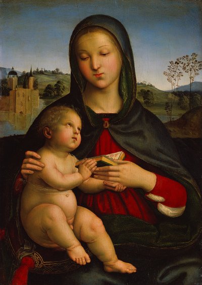 本を持つ聖母子 1502-03年頃 パネルに油彩 作： Raphael (1483 1520)