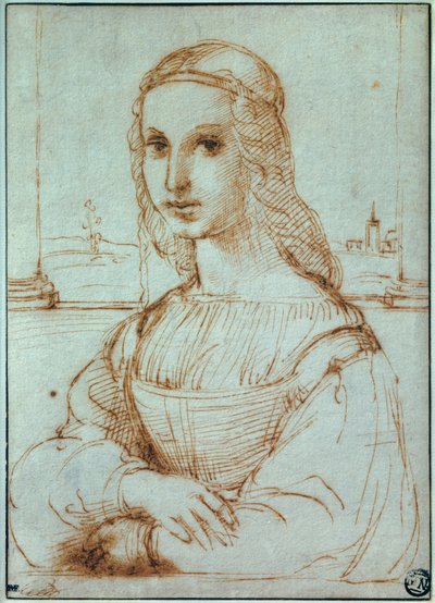 ラファエロ・サンツィオ（ラファエロ）（1483-1520）が描いたフィレンツェの女性の肖像 1504年 パリ、ルーヴル美術館 作： Raphael