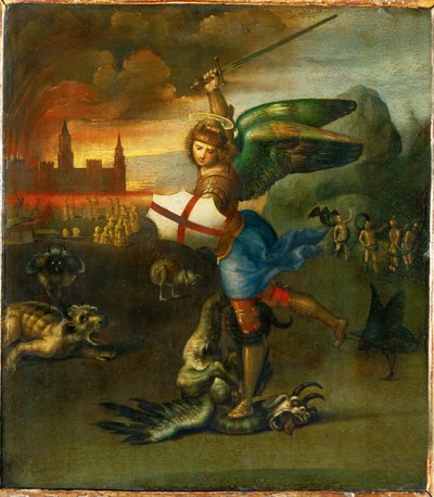 聖ミカエルウルビーノ公グイドバルド・モンテフェルトレのために描かれた... 作： Raphael (1483-1520)