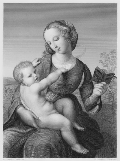聖母子像（ベルリン博物館所蔵の絵より）（エングレーヴィング 作： after Raphael