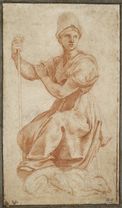 Allegorical Female Figure; Allegory of Fides」WA1956.21（赤チョーク 作： Raphael