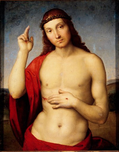キリストのベンチの絵 ラファエロ・サンツィオ・ディ・ラファエロ（1483-1520） 1506年 日30x25 cm ブレシア、トシオ・マルティネンゴ・アート・ギャラリー 作： Raphael