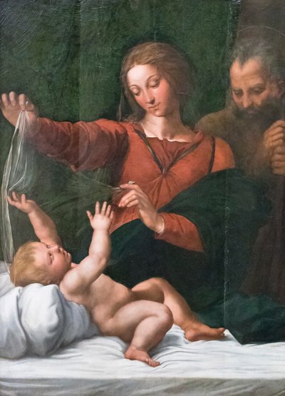 人々のマドンナ、ロレートのマドンナ、ヴェールのマドンナとしても知られる聖家族 作： Raphael (1483 1520)