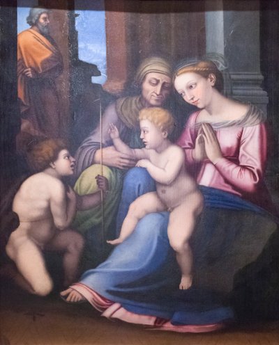 聖エリザベートと洗礼者聖ヨハネのいる聖家族 作： Raphael (1483 1520)