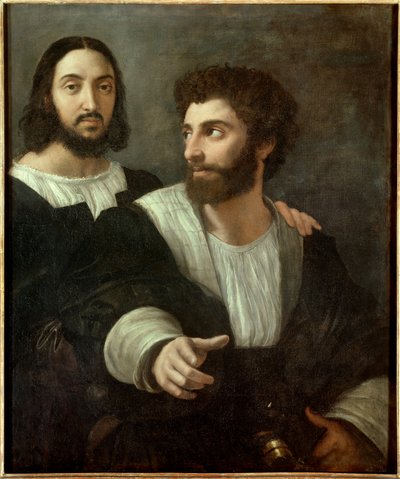 友人と一緒にいる画家の肖像ラファエロ・サンツィオ(1483-1520) 作： Raphael