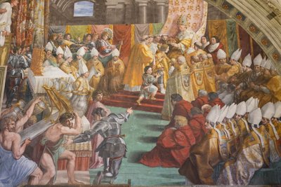 A Coroação de Carlos Magno, Sala do Fogo no Borgo 作： Raphael (1483 1520)