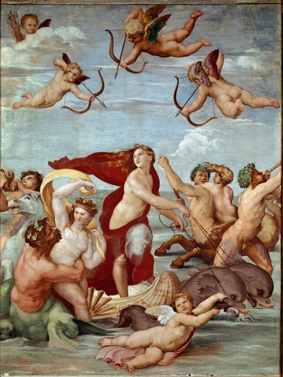 ラファエロ（Raffaello Sanzio 1483-1520）による「ガラティーの勝利」フレスコ画。1511年（フレスコ画 作： Raphael