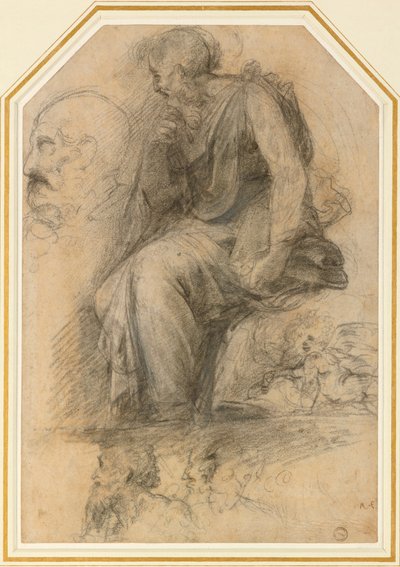 男性の聖人、着席 論争のための書斎、16 世紀頃 作： Raphael