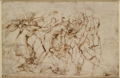 囚人がピンで留められている戦闘シーン、16 世紀 作： Raphael
