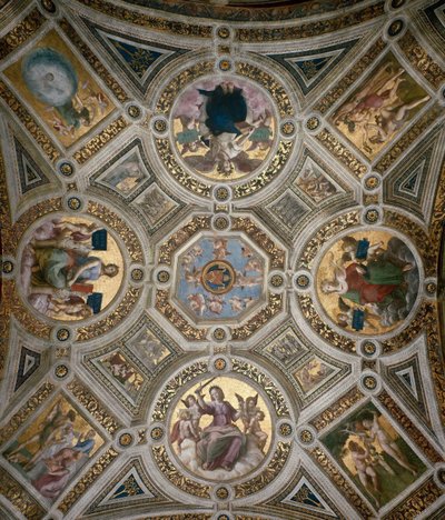 Stanza della Segnatura の天井、1510～1511年頃。 作： Raphael