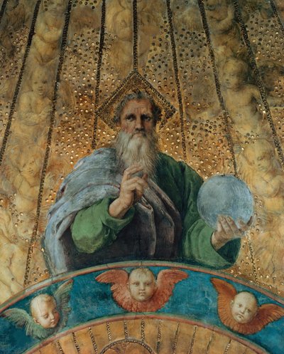紛争。 詳細: 父なる神。 スタンツァ デッラ セニャトゥーラのフレスコ画、1510 ～ 1511 年頃。 作： Raphael