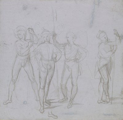 立っている 4 人の兵士のグループ、c1503。 作： Raphael